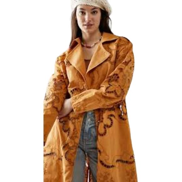 Free People Linen Eyelet Susanna Duster in XS-Runs Large NWOT - Picture 4 of 16